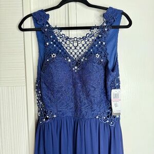 City Studios Juniors' Embellished Illusion Blue Tulip Gown - Brand New - Size 13